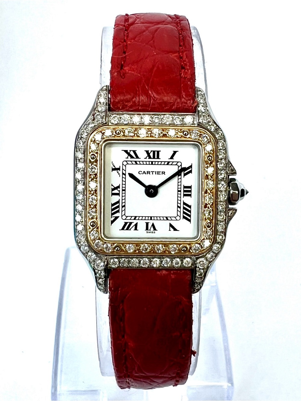 CARTIER PANTHERE 23mm Quartz 2 Tone 0.88TCW DIAMOND Watch White Dial